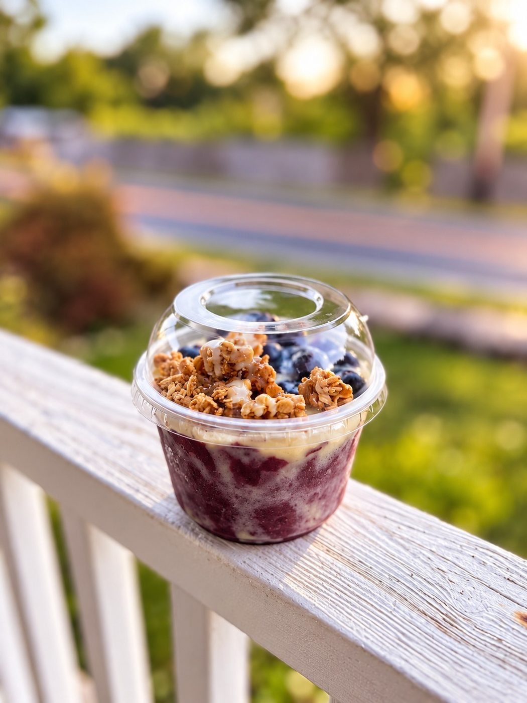 Small açaí cup with granola and blueberries